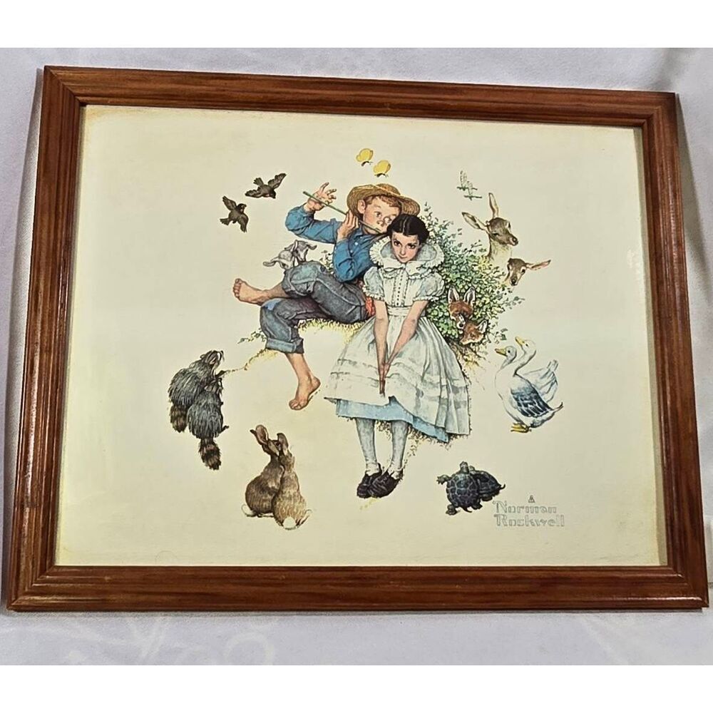Vintage Framed Print Norman Rockwell painting "Sweet Song So Young"
